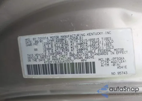 2002 Toyota Sienna Xle из США, поврежденный, VIN 4T3ZF13C42U435572